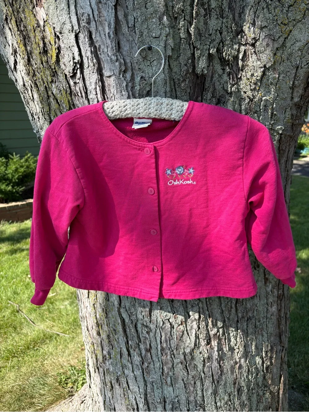 Vintage Y2K OshKosh B'gosh Pink Girls' Long-Sleeve Button Cardigan Size 6